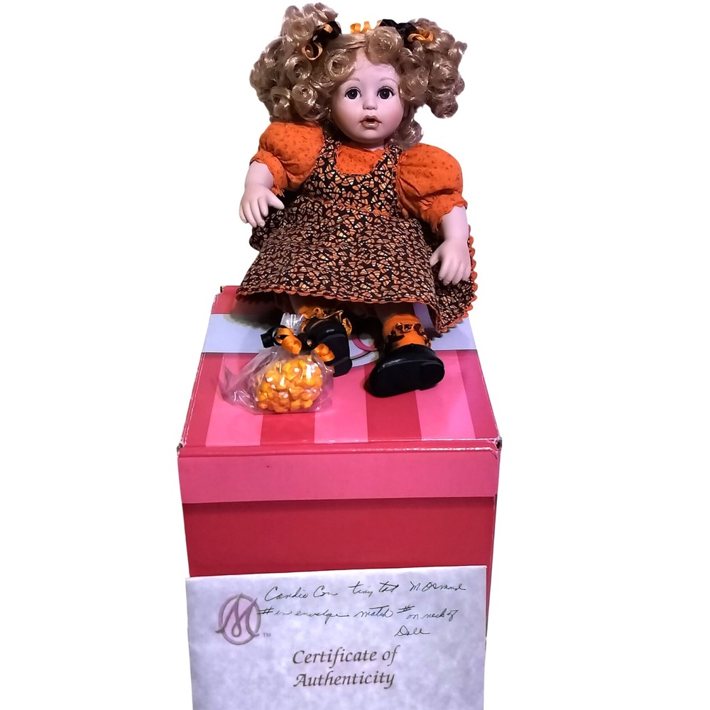 VTG 2006 Marie Osmond Candi Corn Tiny Tot Doll Halloween Holiday Boxed COA C3968